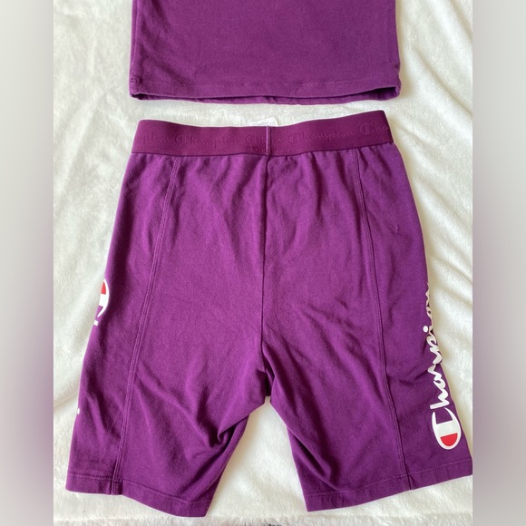 Women’s champion purple biker shorts & crop tank top set - Picture 16 of 16